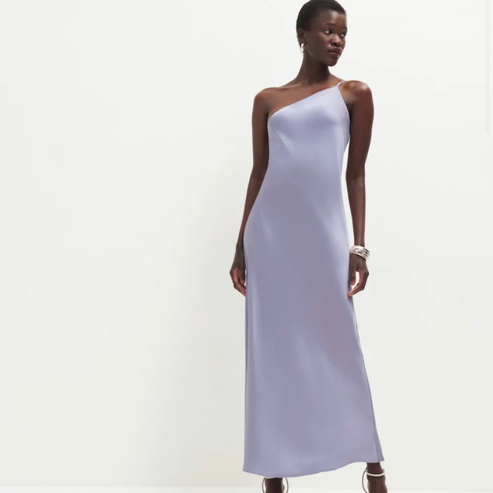 Reformation Olesia Satin Dress - Aura, Size 4